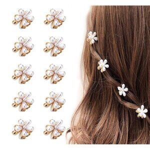 Small Mini Pearl Claw Clips,10 Pcs Decorative Hair Accessories for Women & Girls